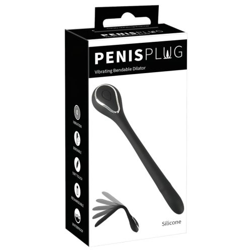 Penis Plug Dilator - akkus, vibrációs dilátor (1cm) - fekete