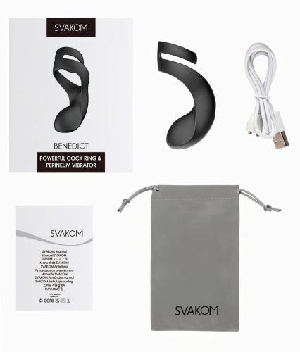 Svakom Benedict - gát stimuláló, vibrációs péniszgyűrű (fekete)