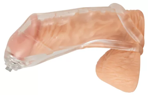 You2Toys Piss Play Sleeve - péniszfeltét kivezető csővel (átlátszó)