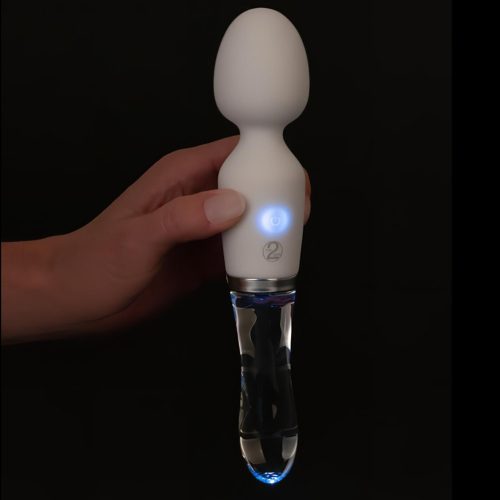 Liaison Wand - szilikon-üveg LED-es vibrátor (átlátszó)