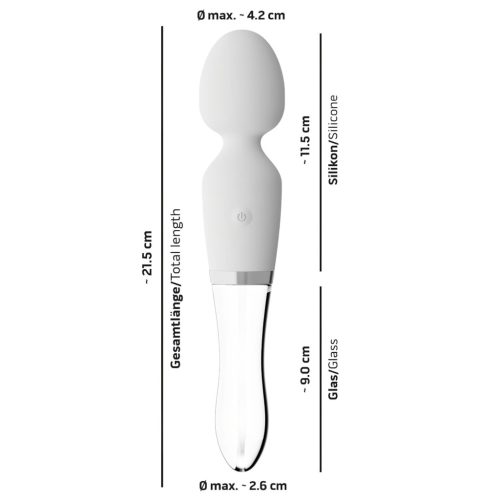 Liaison Wand - szilikon-üveg LED-es vibrátor (átlátszó)