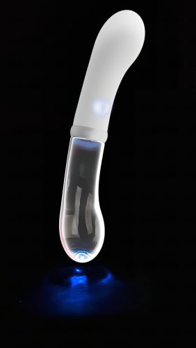 / You2toys Liaison - szilikon-üveg LED vibrátor (átlátszó-fehér)