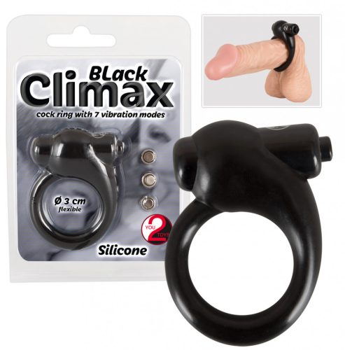 Black Climax - vibrációs péniszgyűrű (fekete)