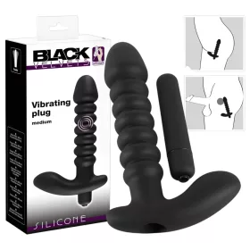 Black Velvets redős vibrátor - közepes (fekete)