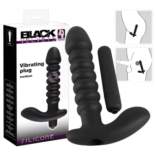 Black Velvets redős vibrátor - közepes (fekete)