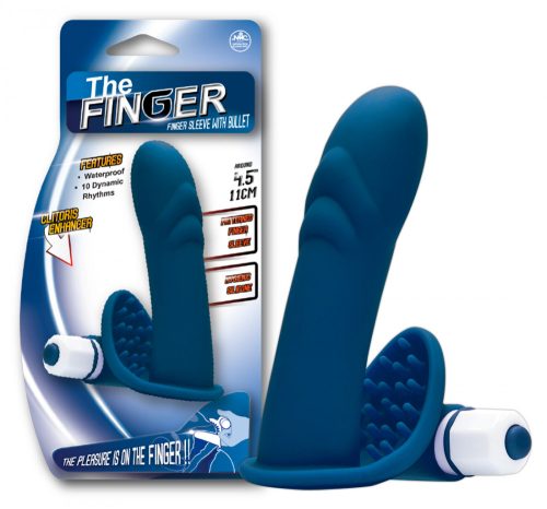 Finger - ujjfeltét kivehető vibrátorral (kék)