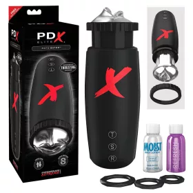   PDX Moto Bator - szívó, fel-le mozgó ajkak maszturbátor (fekete)