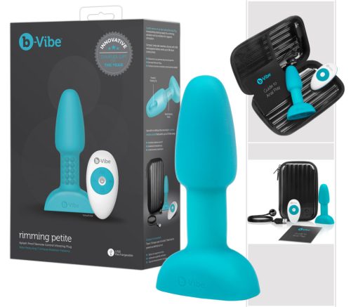 b-Vibe Rimming - forgó gyöngyös anál vibrátor (türkiz)