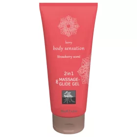   HOT - Shiatsu 2in1 Strawberry scent - masszázs síkosító - eper (200 ml)