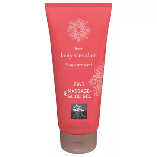HOT - Shiatsu 2in1 Strawberry scent - masszázs síkosító - eper (200 ml)