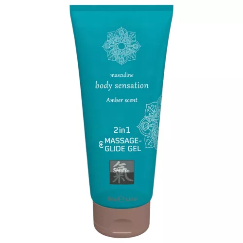 HOT - Shiatsu 2in1 Amber Scent - masszázs síkosító - amber (200 ml)