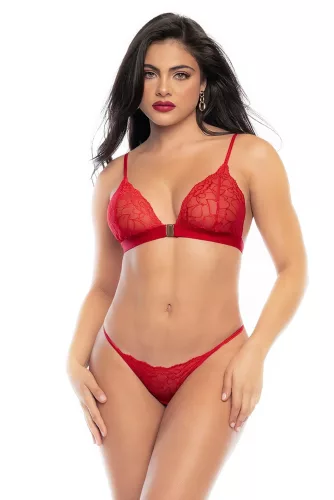 / Mapalé - 3 részes erotikus fehérnemű melltartó szett (piros, S/M)