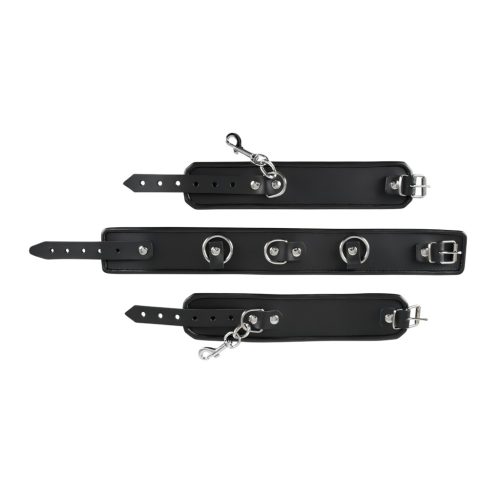 ZADO - bőr nyakörv bilinccsel (fekete)