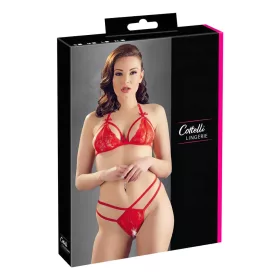 Cottelli - nyitott, csipke melltartó szett (piros)