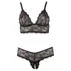 Cottelli Plus Size - csipke melltartó szett (fekete)