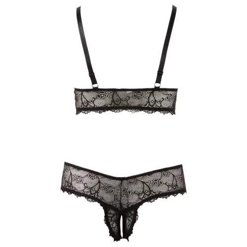 Cottelli Plus Size - csipke melltartó szett (fekete)