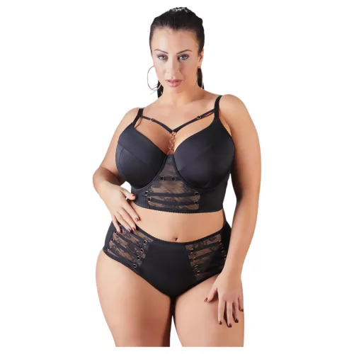/ Cottelli Plus Size - pántos-csipkés melltartó (fekete)