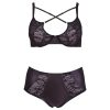 / Cottelli Plus Size - keresztpántos melltartó és bugyi (fekete)