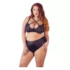 / Cottelli Plus Size - keresztpántos melltartó és bugyi (fekete)