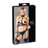 Cottelli Bondage - fényes push-up melltartó szett bilinccsel (fekete)