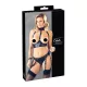 Cottelli Bondage - fényes push-up melltartó szett bilinccsel (fekete)