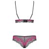 Obsessive Tulia - csipkés fehérnemű szett (fekete-pink)