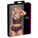 / Cottelli Plus Size - virágos melltartó szett (fekete-lila)