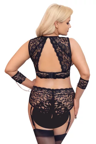 / Cottelli Bondage Plus Size - csipke melltartó szett (fekete)