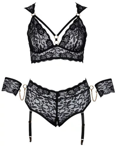 / Cottelli Bondage Plus Size - csipke melltartó szett (fekete)