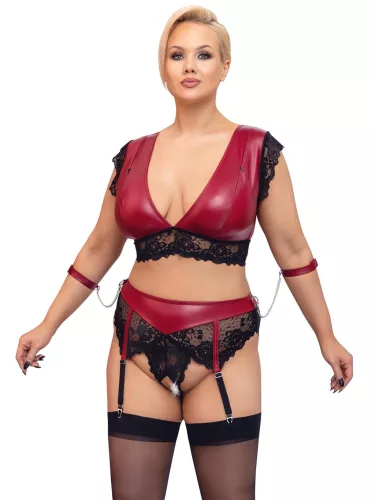 / Cottelli Bondage Plus Size - csipkés melltartó szett (piros)