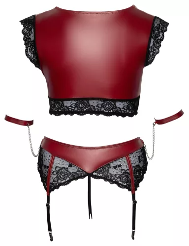 / Cottelli Bondage Plus Size - csipkés melltartó szett (piros)
