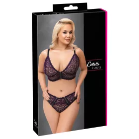   / Cottelli Plus Size - áttetsző mintás melltartó szett (lila)