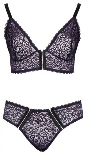 / Cottelli Plus Size - áttetsző mintás melltartó szett (lila)