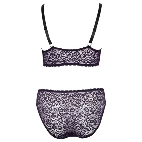 / Cottelli Plus Size - áttetsző mintás melltartó szett (lila)