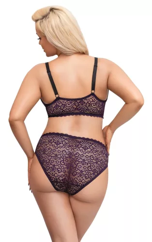 / Cottelli Plus Size - áttetsző mintás melltartó szett (lila)