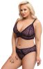 Cottelli Plus Size - áttetsző mintás melltartó szett (lila)