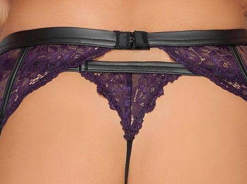 / Cottelli Bondage - fehérnemű szett és kar bilincs (fekete-lila)