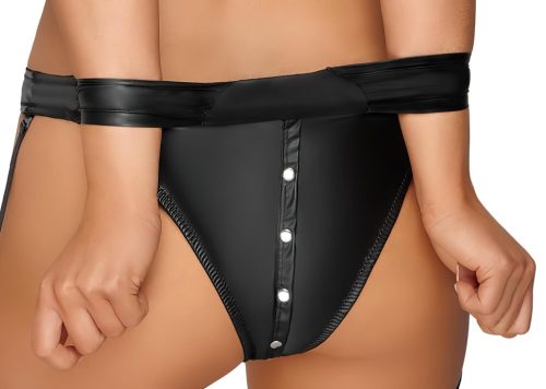 / Cottelli Bondage - fényes melltartó szett bilincsekkel (fekete)