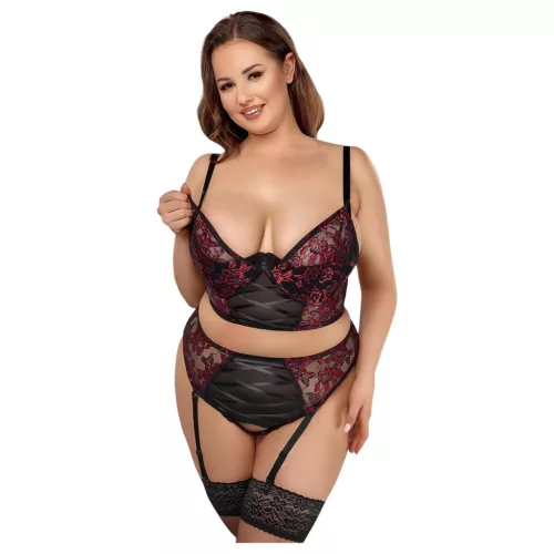 Cottelli Plus Size - állítható melltartó szett (piros)