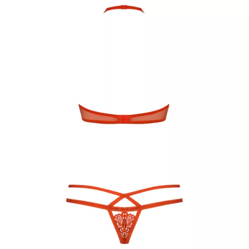 Obsessive 838-SET-3 - pántos csipke melltartó szett (piros)
