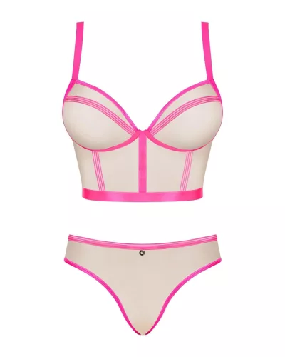 / Obsessive Nudelia - melltartó szett (natúr-pink) - S/M