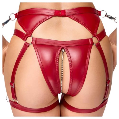 / Cottelli Bondage - fényes melltartó szett és kar bilincs (piros)