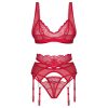 Obsessive Cupid Desir - csipkés fehérnemű szett (piros)