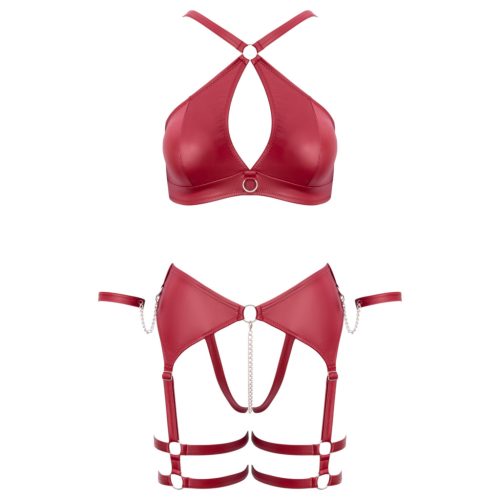 Cottelli Bondage - keresztpántos melltartó szett (piros)
