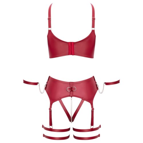 Cottelli Bondage - keresztpántos melltartó szett (piros)