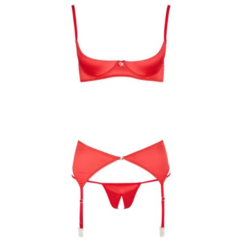 Cottelli - szíves nyitott mellemelő szett (piros)