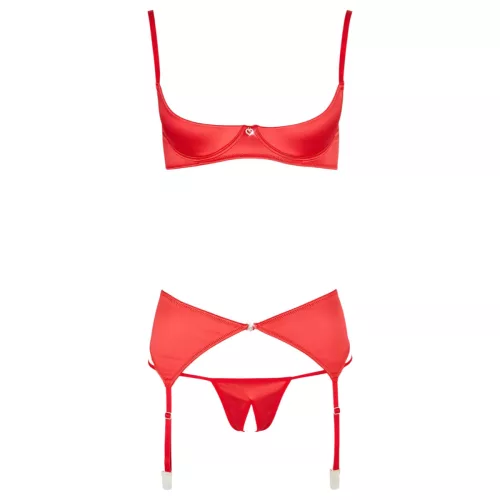 Cottelli - szíves nyitott mellemelő szett (piros)