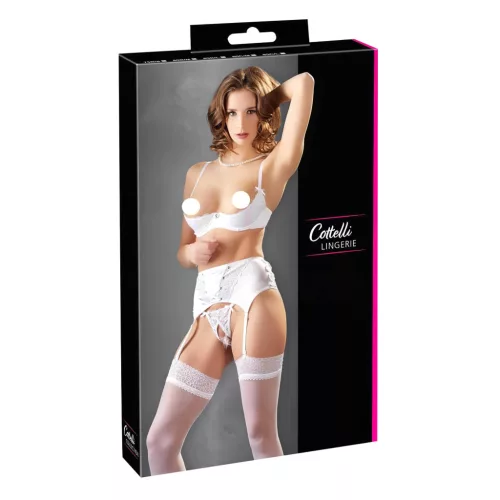 Cottelli - fűzős, csipkés mellemelő szett (fehér)