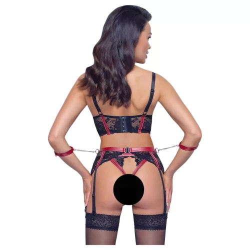 Cottelli Bondage - Matt, csipkés push-up melltartó szett (piros)