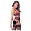 Cottelli Bondage - Matt, csipkés push-up melltartó szett (piros)